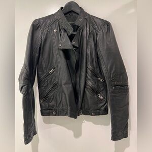 Zara 100% Lambs Leather Biker Jacket